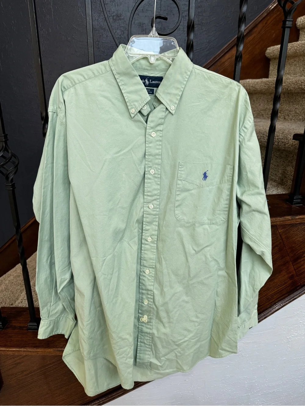 New Large Polo by Ralph Lauren Men's Light Green Oxford Button-Down Shirt - Picture 2 of 8